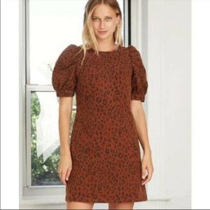 Universal Thread Women's Leopard Print Short Sleeve Structured Denim Dress